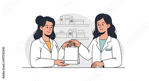 Professional pharmacists delivering premium patient care and high-end pharmaceutical solutions in a modern healthcare environment