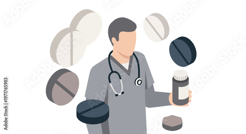 Professional healthcare consultant managing pharmaceutical innovations and personalized patient care solutions in a minimalist corporate aesthetic