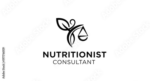 Nutritionist Consultant Logo with Scales and Leaves