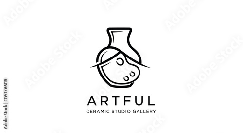 Artful Ceramic Studio Gallery Logo: Vase and Palette Icon