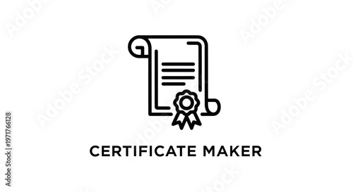 Certificate Maker Icon: Diploma, Award, Achievement, Recognition, Official Document, Seal