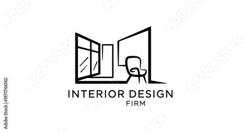Minimalist Interior Design Firm Logo with Chair and Window