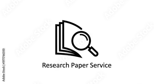 Research Paper Service Icon: Magnifying Glass Over Stack of Papers