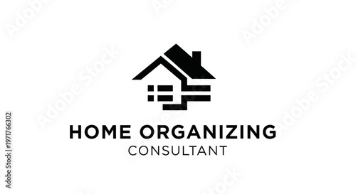 Modern minimalist logo for home organizing consultant, house icon, clean design