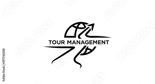 Tour Management Company Logo with Arrow and Globe Elements