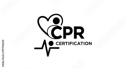 CPR Certification Logo with Heartbeat and People Icon