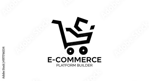 E-commerce Platform Builder Icon - Shopping Cart and Products