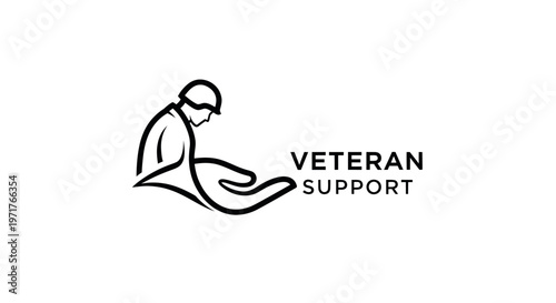 Veteran Support Logo: Soldier Handing Over Helmet to Caring Hand