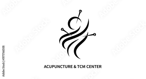 Acupuncture Needles Logo - Traditional Chinese Medicine Symbol