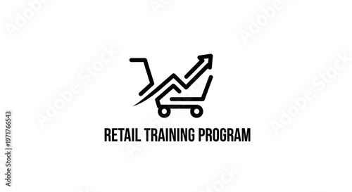 Retail Training Program Logo: Shopping Cart and Growth Chart Icon