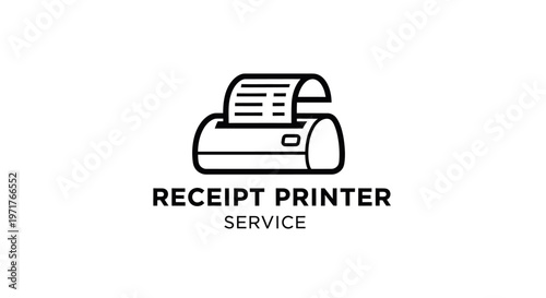 Receipt printer service logo, cash register, point of sale equipment icon