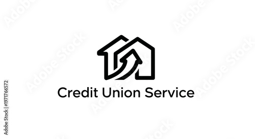 Credit Union Service: House Icon with Upward Arrow, Financial Growth Concept