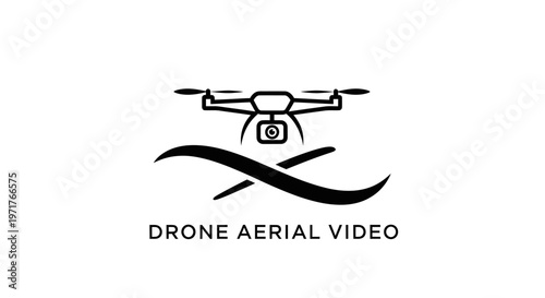 Drone Aerial Video Logo - Quadcopter Camera with Abstract Waves