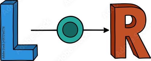 Bold, stylized 'LOR' letters connect with an audio channel graphic. A vibrant, modern design with contrasting colors and a clean, illustrative style. Suitable for tech, audio, and branding concepts.