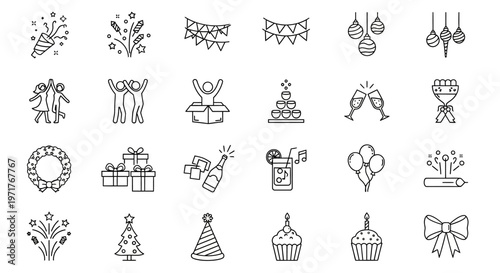 Minimalist Outline Vector Icons of Alcoholic Drinks and Bottles for Bars, Menus, and Beverage Industry