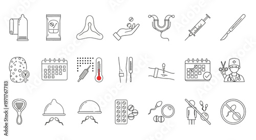 Minimalist Outline Vector Icons of Alcoholic Drinks and Bottles for Bars, Menus, and Beverage Industry
