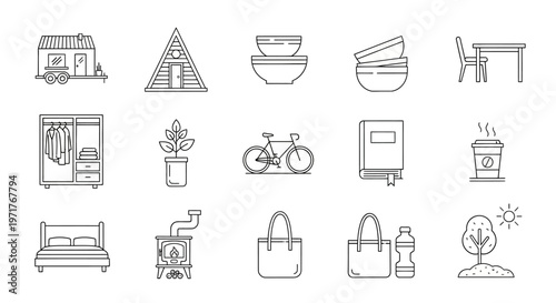Minimalist Outline Vector Icons of Alcoholic Drinks and Bottles for Bars, Menus, and Beverage Industry