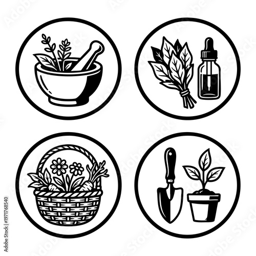 Herbalist Apothecary Garden Icon Set