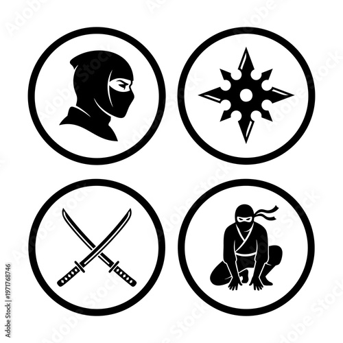 Feudal Japanese Ninja Icon Set