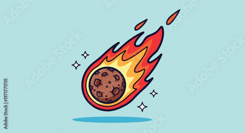 Illustration of a fiery meteor streaking through space with sparkling stars 1.