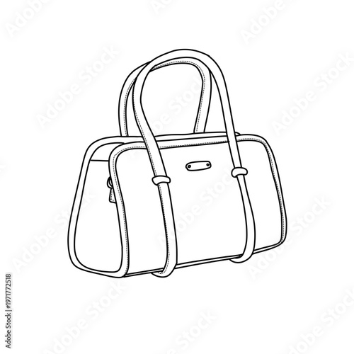 Stylish Handbag Outline Drawing for Fashion and Accessories.