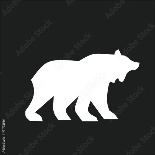 White Bear Silhouette Graphic on Black Background