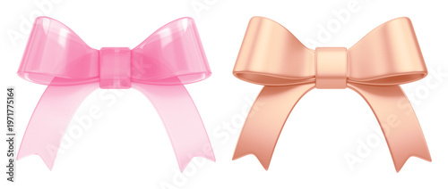 PNG Elegant decorative pink peach bows on transparent background