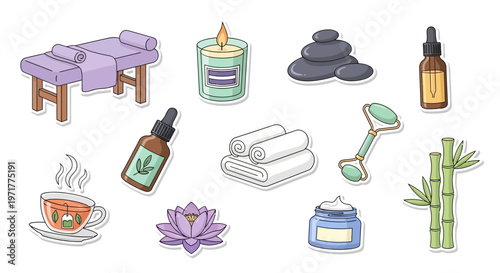 Spa and Wellness Icons Set for Relaxation and Self care Treatments
