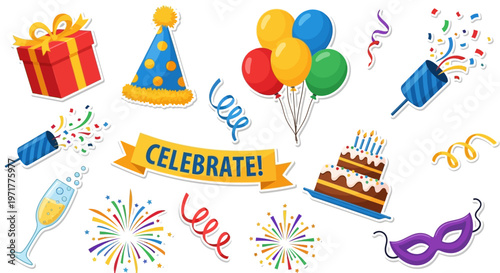 Celebration Party Items Collection Festive Event Elements