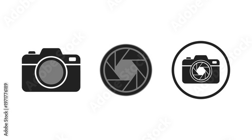 Camera Icons and Aperture Symbol - Photography and Imaging Concept
