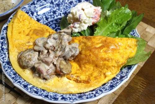 モンサンミッシェル風オムレツの朝食