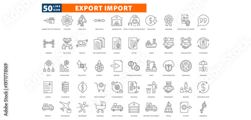 export import outline icon set
