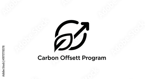 Carbon Offset Program Logo with Leaf and Upward Arrow Icon