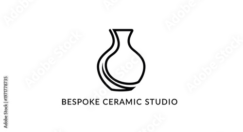 Minimalist ceramic vase logo and text