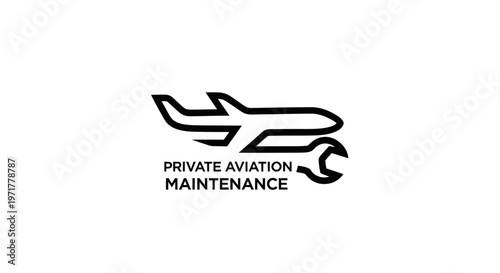 Private Jet Maintenance Icon: Airplane and Wrench Symbol