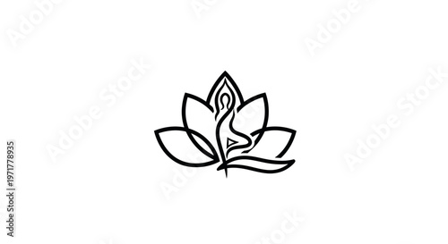 Yoga Lotus Flower Silhouette - Meditation, Zen, Wellness, Spiritual Symbol