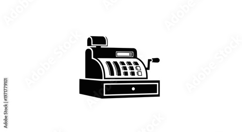 Retro Cash Register Icon Isolated on White Background