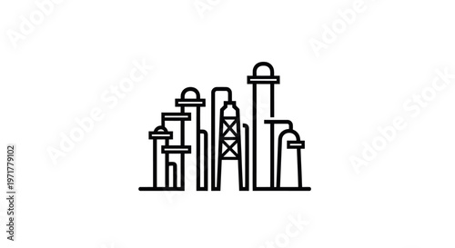 Industrial Factory Icon - Petrochemical Plant Silhouette