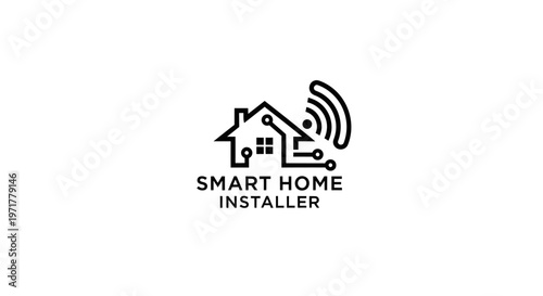Smart Home Installer Logo - Modern House with Wi-Fi Signal and Circuit Elements