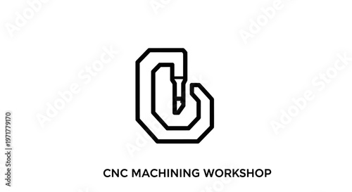 CNC Machining Workshop Logo Icon Outline