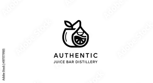 Authentic Juice Bar Distillery Logo - Fresh Citrus Fruit and Drop Icon