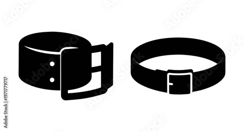 Two black belts with buckles in different orientations