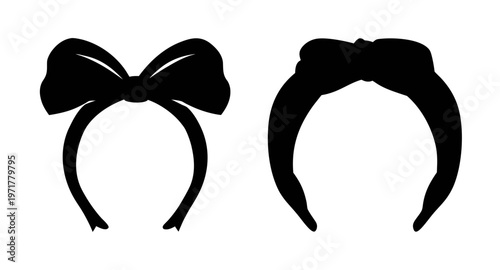 Black silhouette of a bow headband and a horn headband