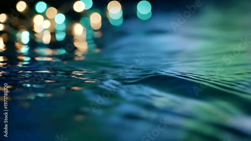 Nighttime Water Surface with Lights.