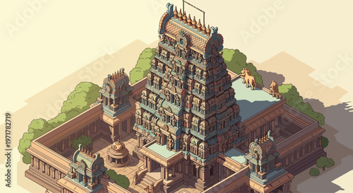 Ancient Temple Architecture Brown Stone.