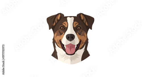 Brown and white dog smiling face.