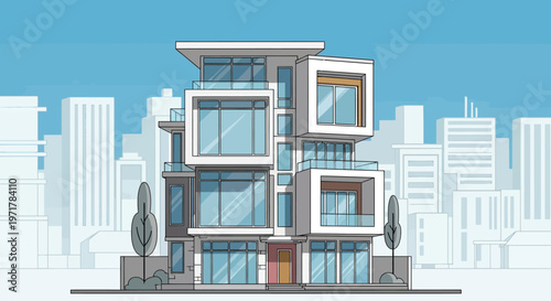 Modern apartment building exterior design.