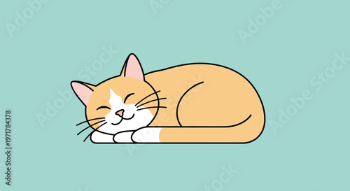 Cute Orange Cat Sleeping Peacefully.