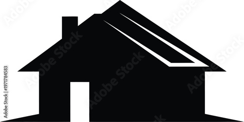 Simple Black House Icon Silhouette.
