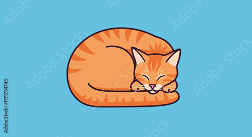 Sleeping Orange Cartoon Cat Face.